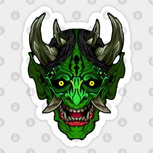 Illustrated Green Oni Demon Sticker by HolidayBug